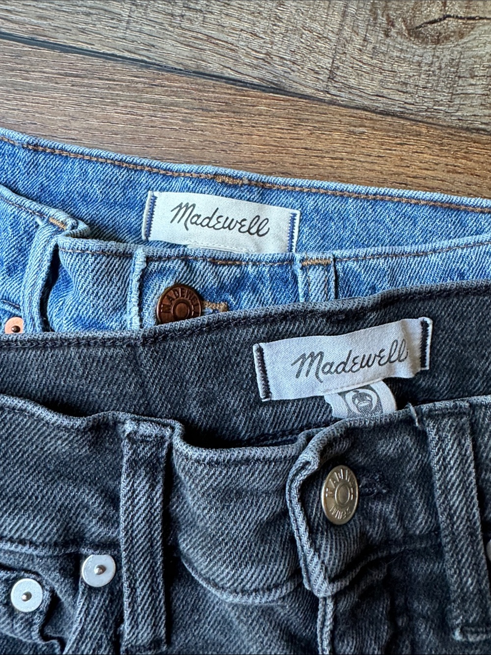Madewell Flare Jeans in Light Blue and Black Denim - Picture 3 of 13